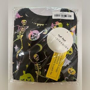 Little Sleepies Halloween Black Pajama Set with Neon Skeletons and Moons
